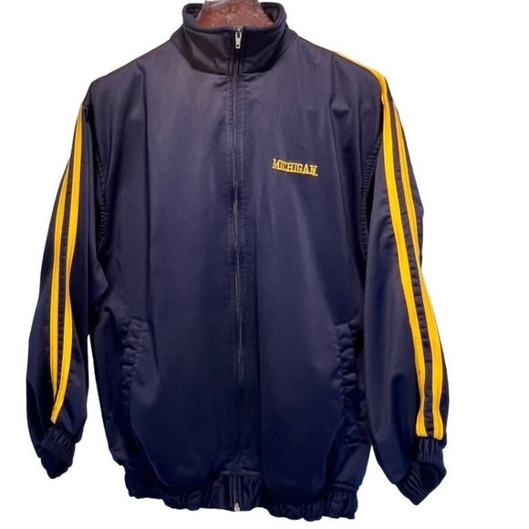 Michigan U of M track jacket Medium Vintage Steve & Barrys Mens‎ maize blue - Picture 1 of 11